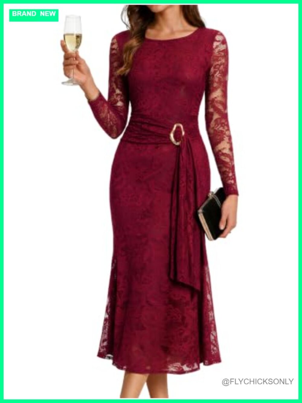 Evadellia Lace Long Sleeve Bodycon Maxi Dress Semi Formal